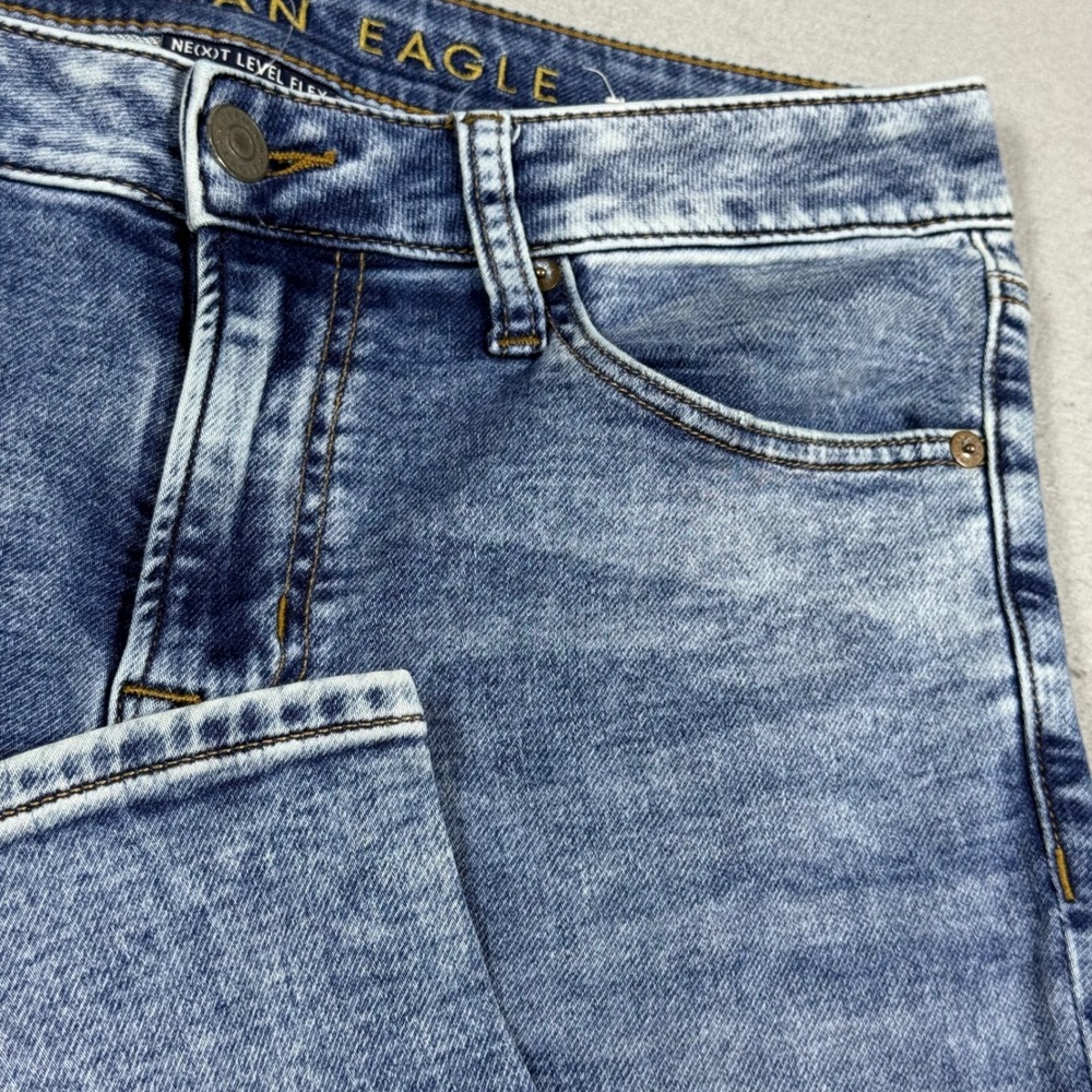 American Eagle Ne(x)t Level Flex Skinny Jeans Light Acid Wash Blue Mens 32x32